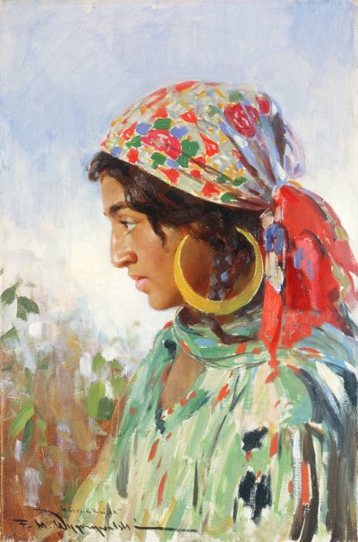 Zigeunermeisje, Marusia Kwiek, c.1920 door Feliks Michal Wygrzywalski